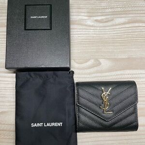 YSL Saint Laurent Tri Fold Wallet in Grain leather